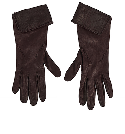 Burberry Check Embossed Gloves, front view